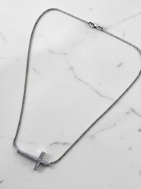 Sterling Silver Cross Pendant Necklace - Silver